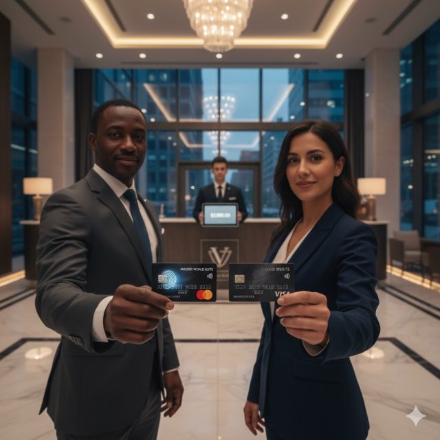Tarjetas de crédito premium y beneficios de viaje Visa y Mastercard.